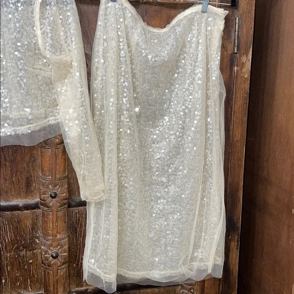 Jason Wu NWT Sequin Mesh Two-Piece Set | Long Sleeve Top & Midi Skirt | Size L - Picture 6 of 7